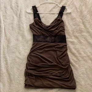 Brown faux suede bodycon dress